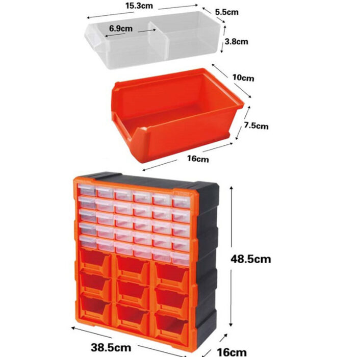 Tactix Κουτί Αποθήκευσης Πλαστικό Mε 30 Συρτάρια & 9 Σκαφάκια 320644