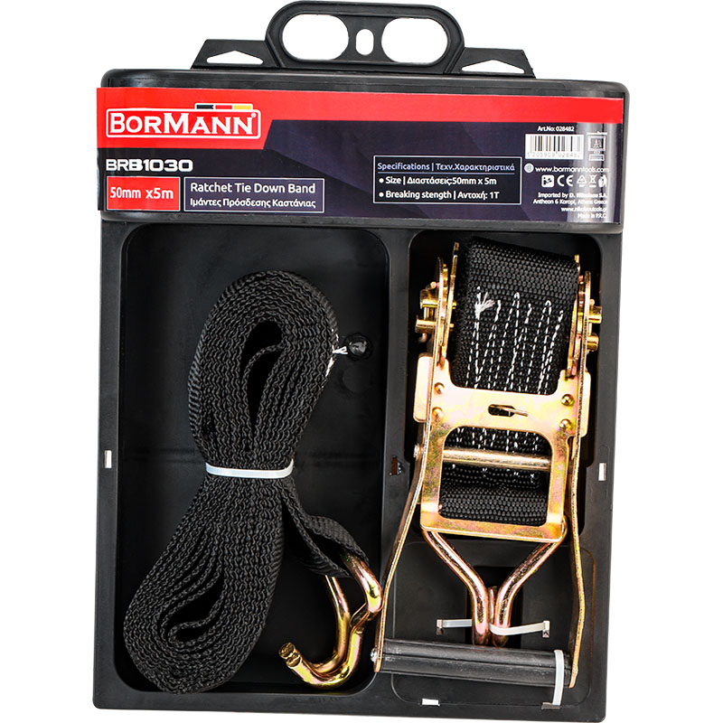 BRB1030 BORMANN Pro BRB1030 Ιμάντες Πρόσδεσης Καστάνιας 50mm x 5m,Αντοχή 1Ton - Image 1