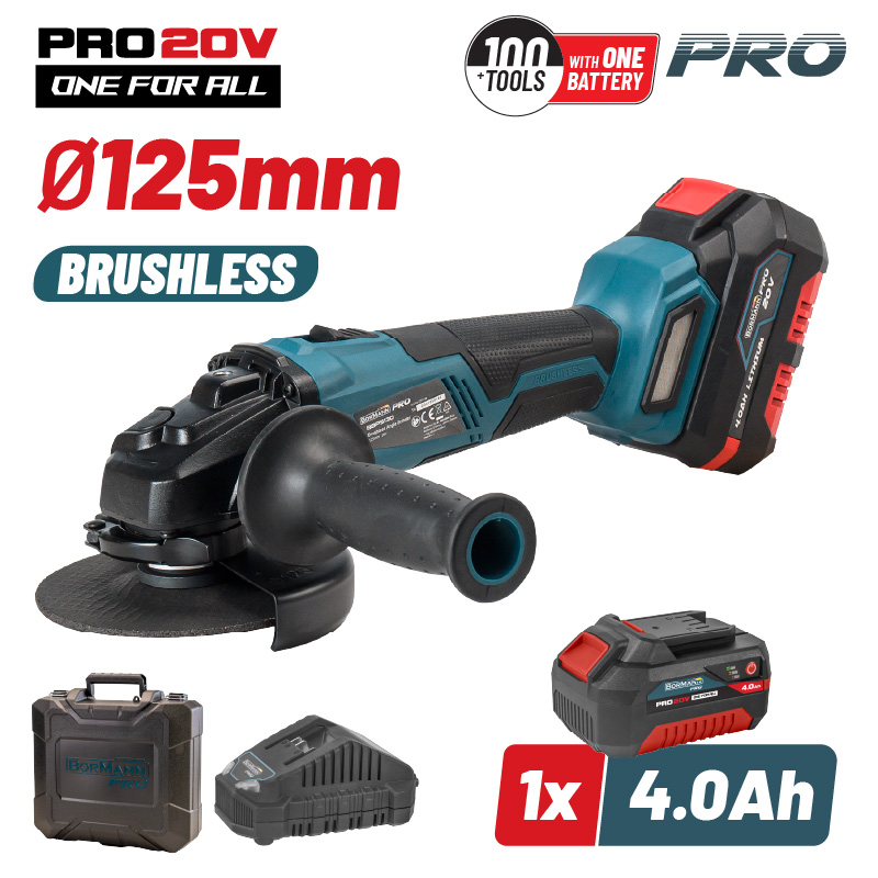 BBP5130 BORMANN Pro BBP5130 Γωνιακός Τροχός Brushless 20V 125mm & Μπαταρία 4Ah - Image 1