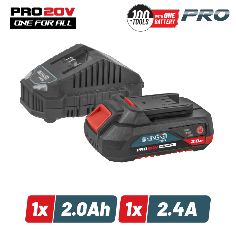 BBP9920 BORMANN Pro BBP9920 Starter Kit 20V, Mπαταρία 2.0Ah & Φορτιστής 2.4Α - Image 1