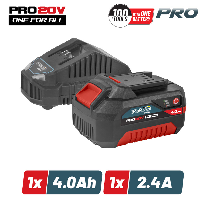BBP9940 BORMANN Pro BBP9940 Starter Kit 20V, Μπαταρία 4.0Ah & Φορτιστής 2.4Α - Image 1